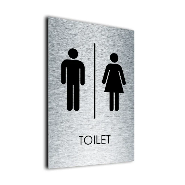 Traditional Toilet Symbol Brushed Metal Traditional Toilet Symbol Sign