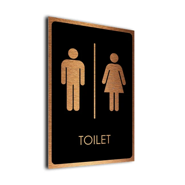Traditional Toilet Symbol Sign Black and Copper Traditional Toilet Symbol Sign