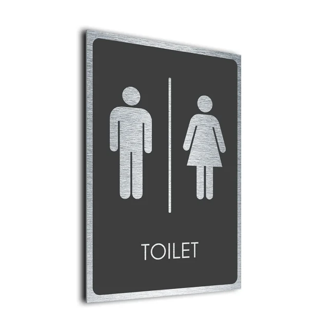 Traditional Toilet Symbol Sign Gray and Silver Traditional Toilet Symbol Sign