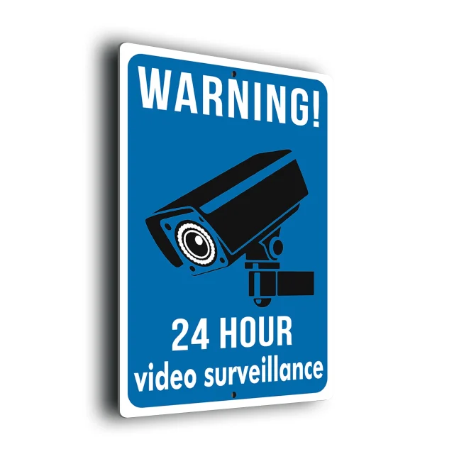 Blue 24 Hour Video Surveillance CCTV Sign Warning 24 Hour Video Surveillance CCTV Sign