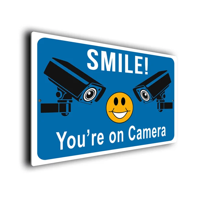 Blue Smile You're on Camera CCTV Sign CCTV218 Smile You're on Camera CCTV Sign