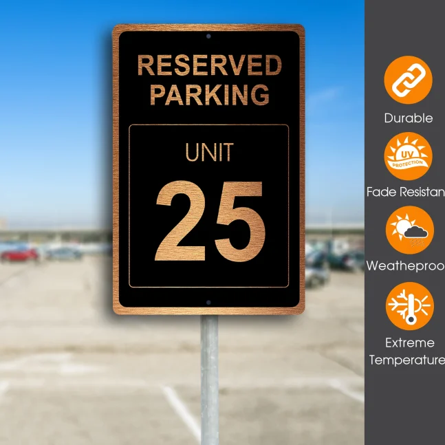 Custom Reserved Unit Number Parking Sign Reserved Parking Unit Number Sign