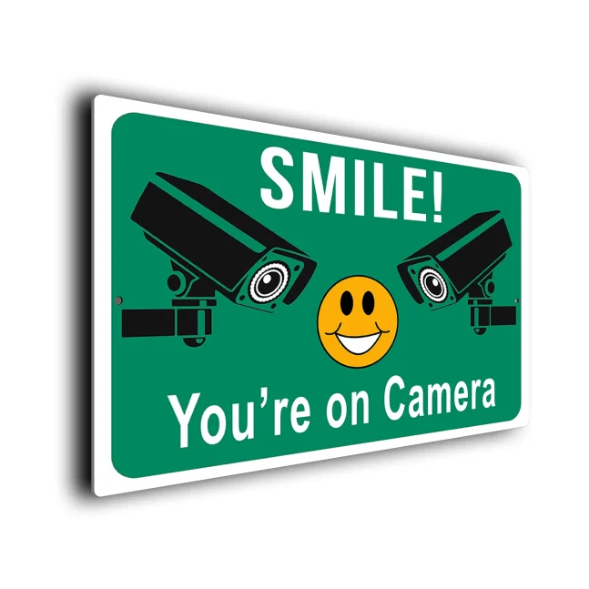 Green Smile You're on Camera CCTV Sign CCTV218 Smile You're on Camera CCTV Sign