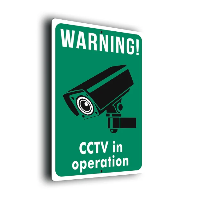Warning CCTV in Operation Sign Green Warning CCTV in Operation Sign