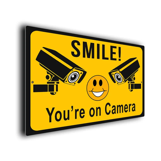 Yellow Smile You're on Camera CCTV Sign CCTV218 Smile You're on Camera CCTV Sign