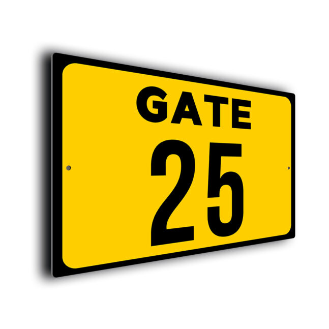 Yellow Gate Number Sign Custom Gate Number Sign