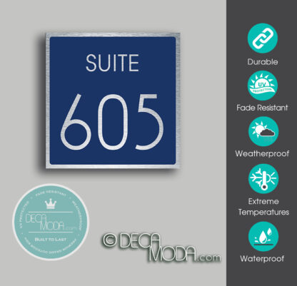 Navy Blue Suite Number Sign