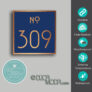 Navy and Brushed Copper Door Number Sign