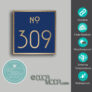 Navy and Brushed Gold Door Number Sign