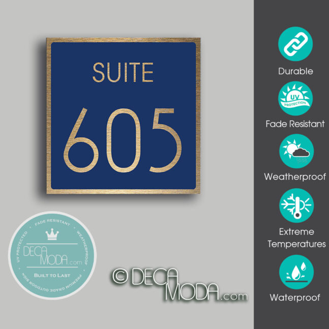 Navy Blue and Gold Suite Number Sign Navy Blue and Gold Suite Number Sign