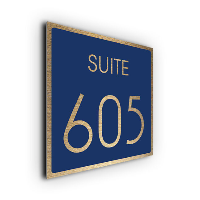 Navy Blue and Gold Suite Number Sign NBSTE236-G Navy Blue and Gold Suite Number Sign