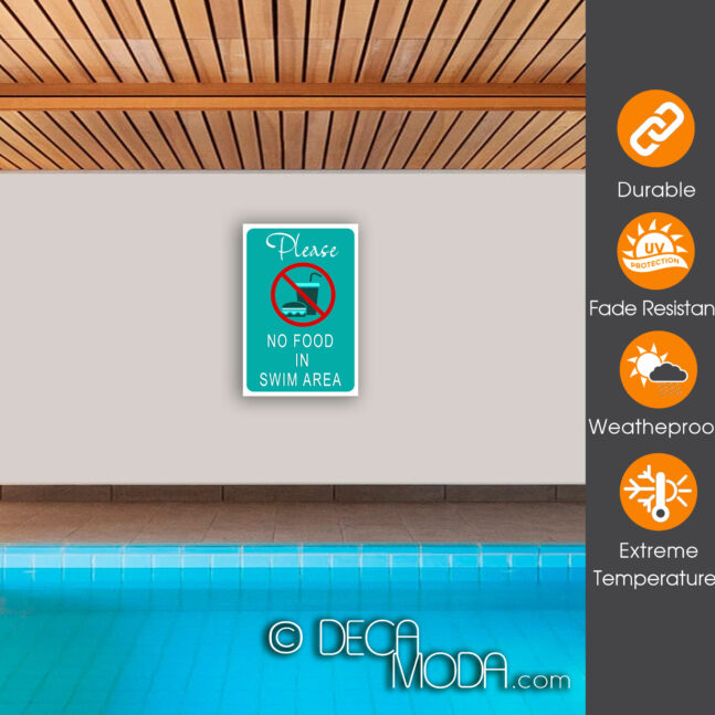 Pool Sign-No Food In Swim Areas-POOL01092507 Pool Signs-No Food In Swim Areas