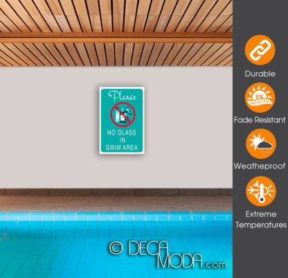 Pool Signs-No Glass In Swim Area