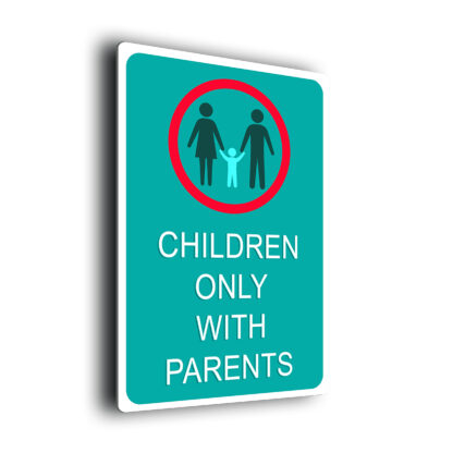 Pool sign - children only with parents