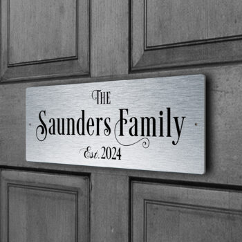 Brushed Silver Family Name Door Sign