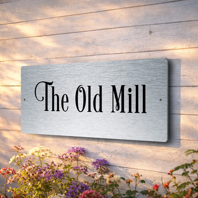Brushed Silver House Name Sign