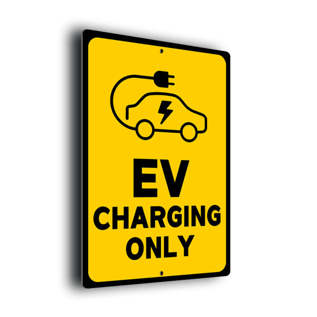 EV Charging Only Sign Yellow EV Charging Only Sign
