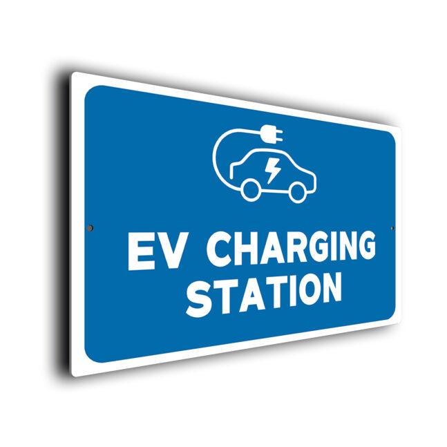 EV Charging Station-Blue EV Charging Station Sign