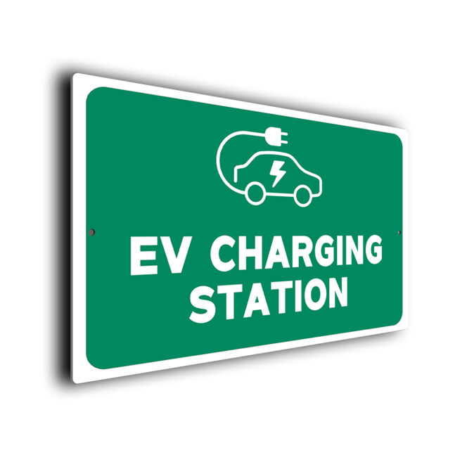 EV Charging Station-Green EV Charging Station Sign