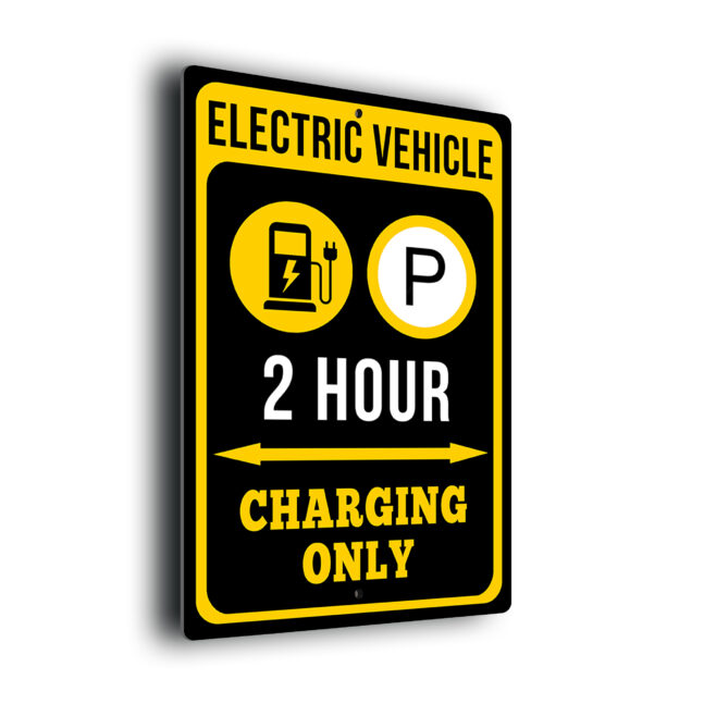 Electric Vehicle 2 Hour Charging Sign Yellow EV 2 Hour Charging Point Sign
