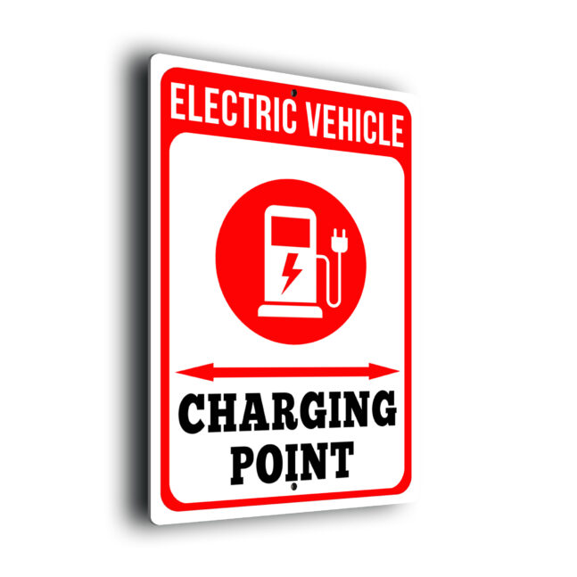 Electric Vehicle Charging Point Sign Red EV Charging Point Sign